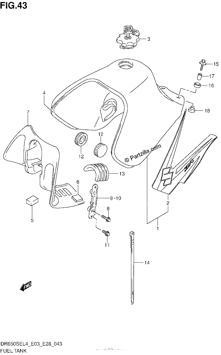 Diagrama de FUEL TANK DR650SEL4 E28