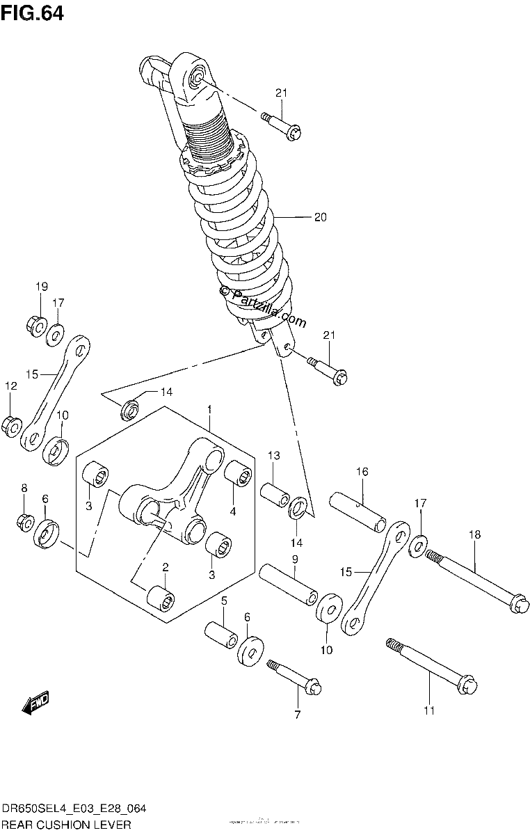 Diagrama de REAR CUSHION LEVER DR650SEL4 E28