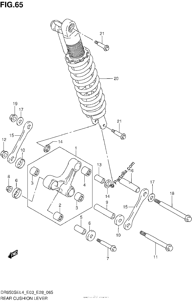 Diagrama de REAR CUSHION LEVER DR650SEL4 E33