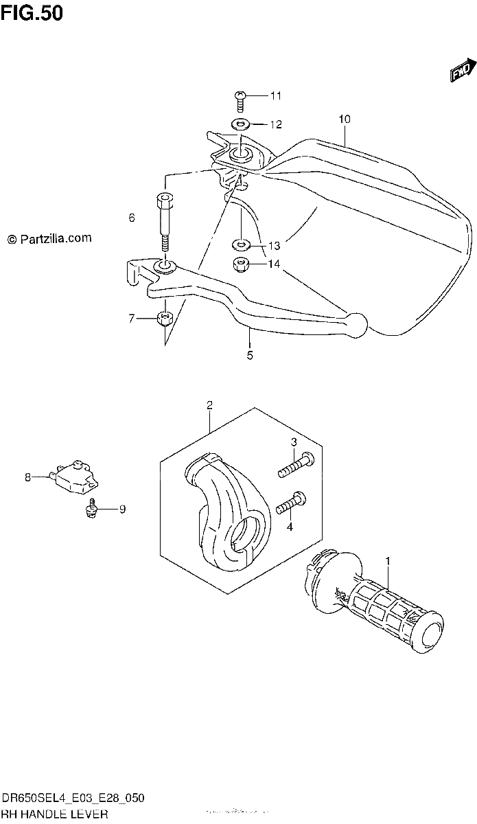 Diagrama de RH HANDLE LEVER