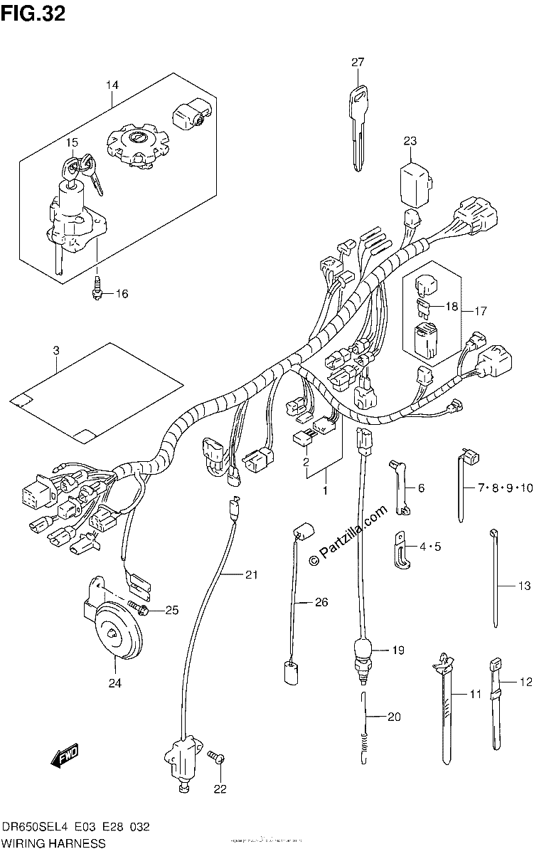 Diagrama de WIRING HARNESS DR650SEL4 E03