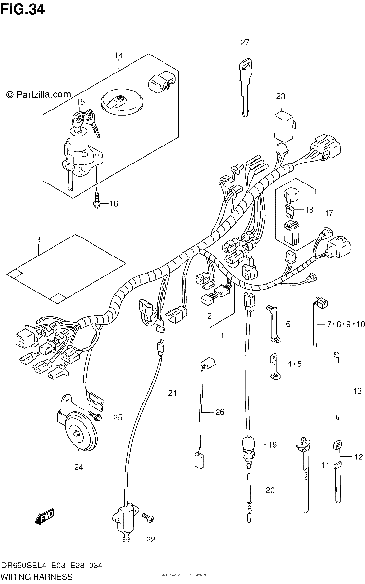 Diagrama de WIRING HARNESS DR650SEL4 E33