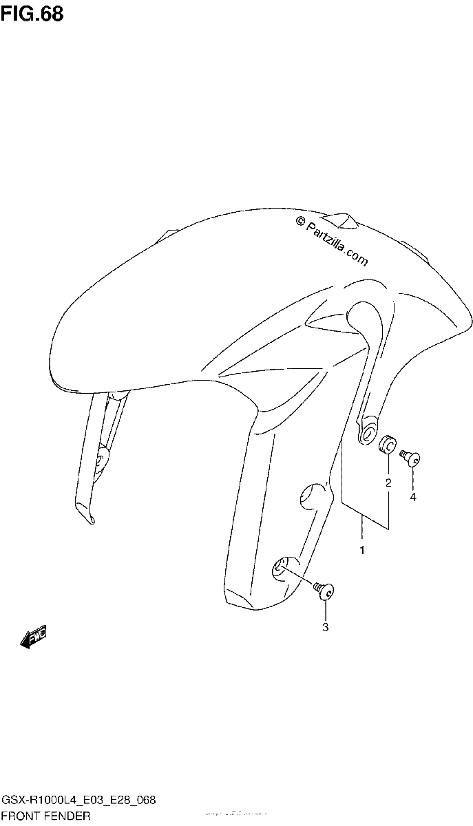 Diagrama de FRONT FENDER GSX R1000L4 E03