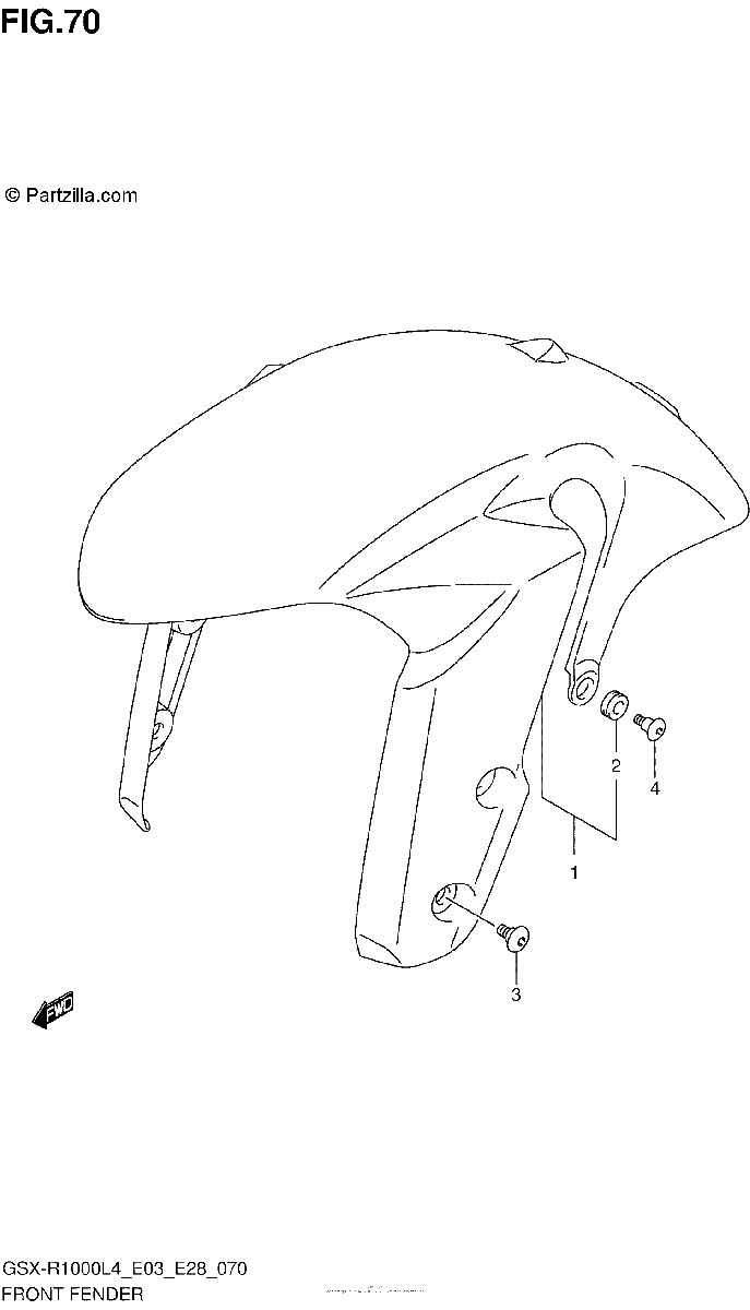 Diagrama de FRONT FENDER GSX R1000L4 E33