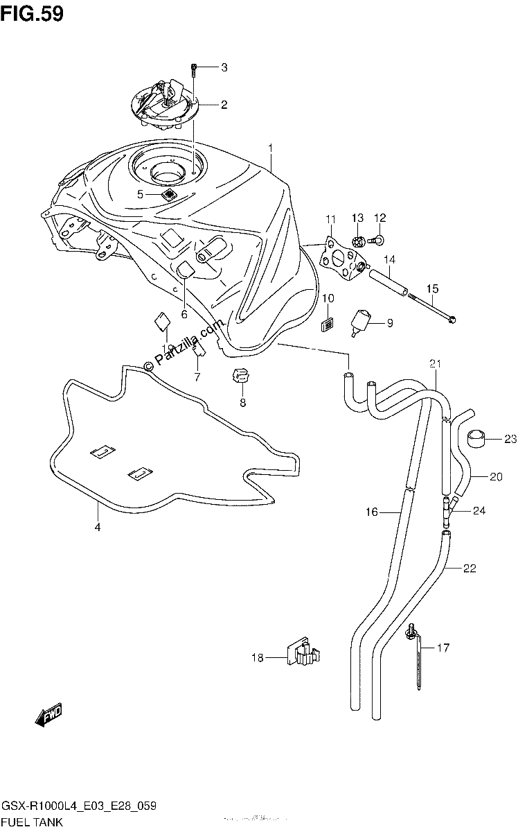 Diagrama de FUEL TANK GSX R1000L4 E03