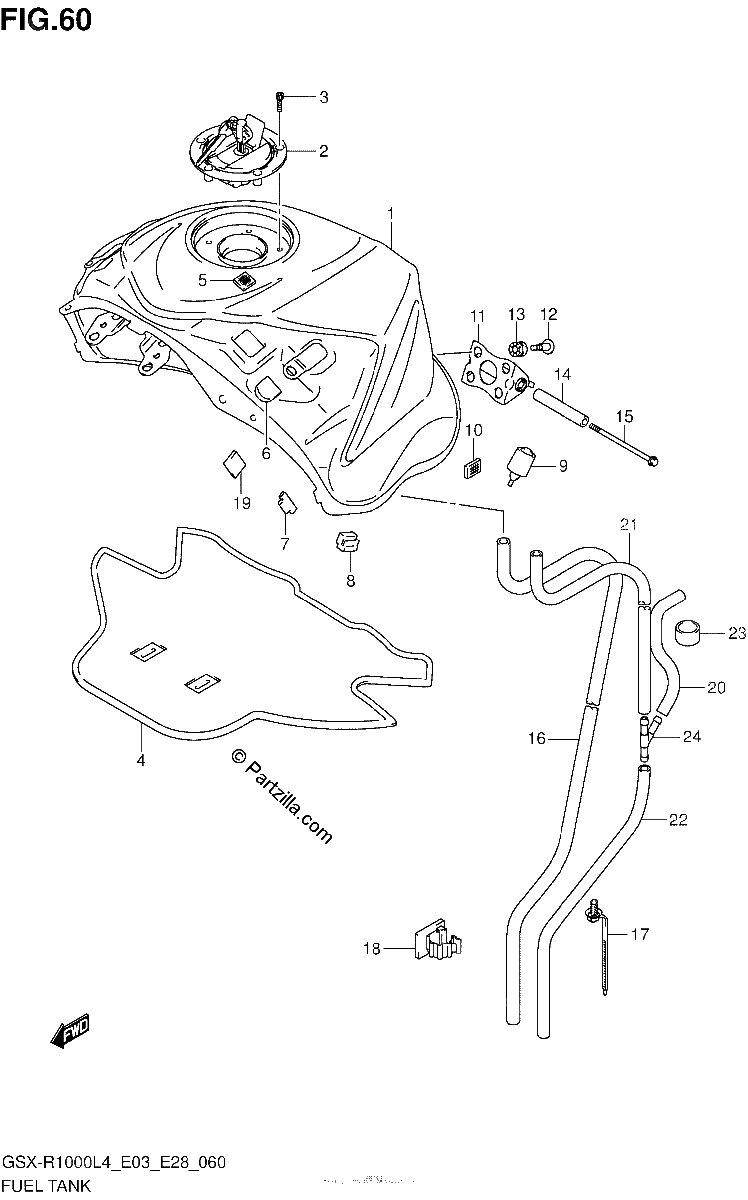 Diagrama de FUEL TANK GSX R1000L4 E28
