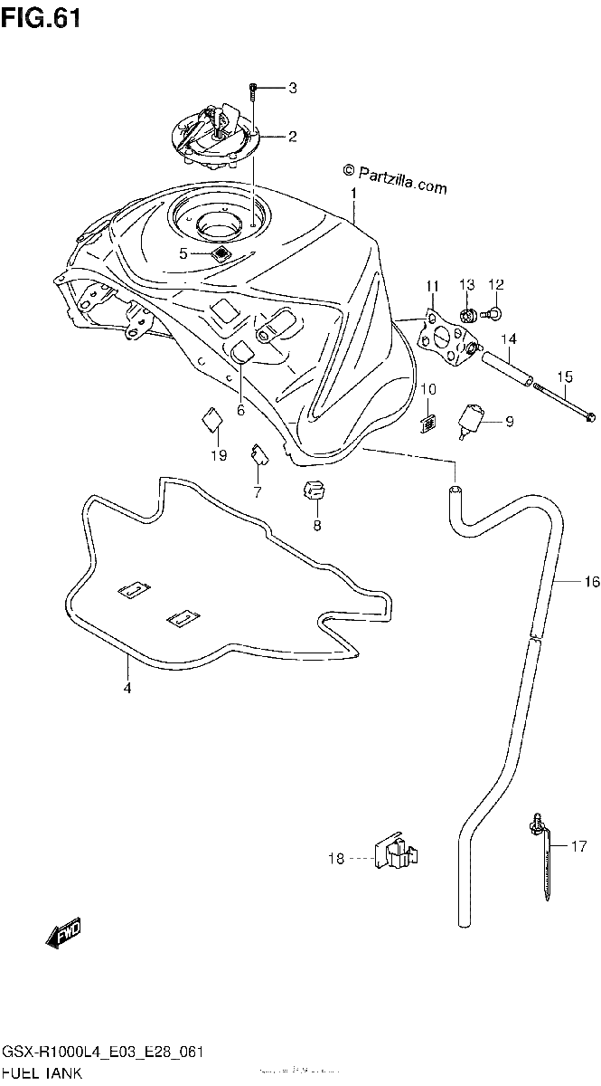 Diagrama de FUEL TANK GSX R1000L4 E33