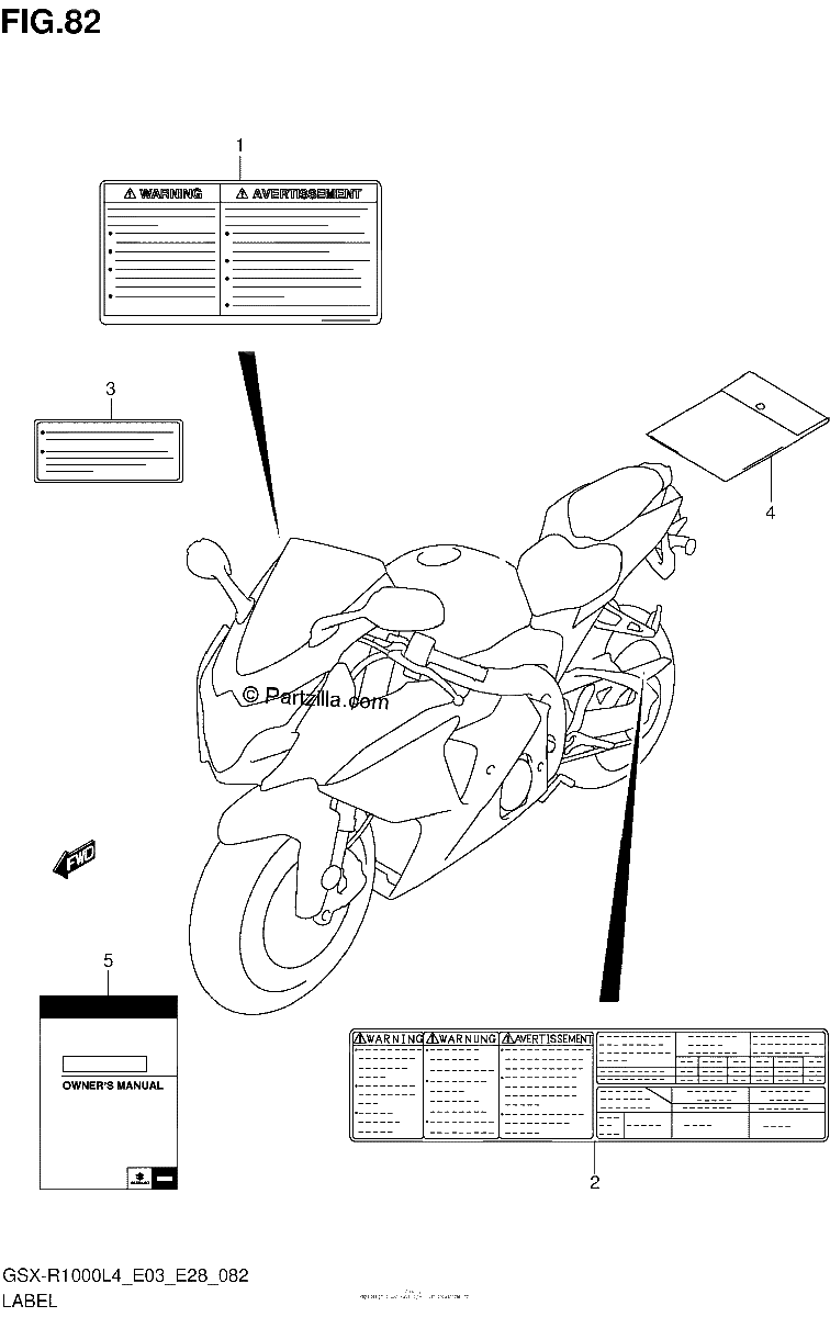 Diagrama de LABEL GSX R1000L4 E28