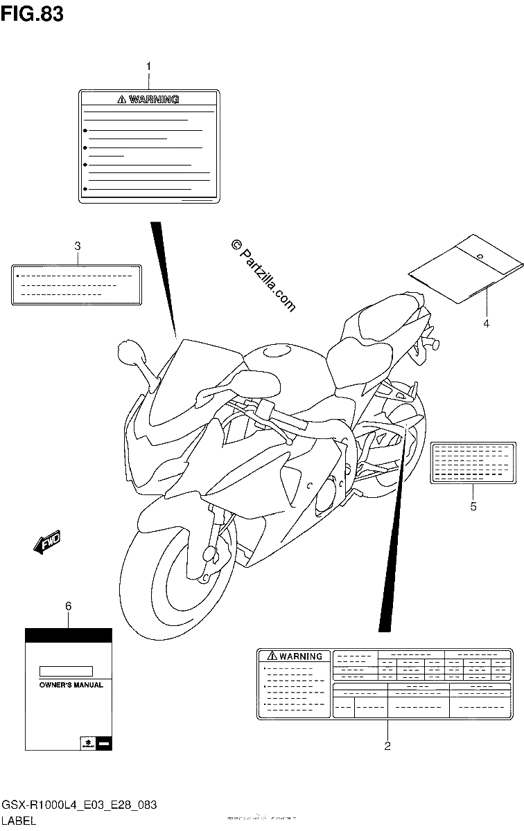 Diagrama de LABEL GSX R1000L4 E33