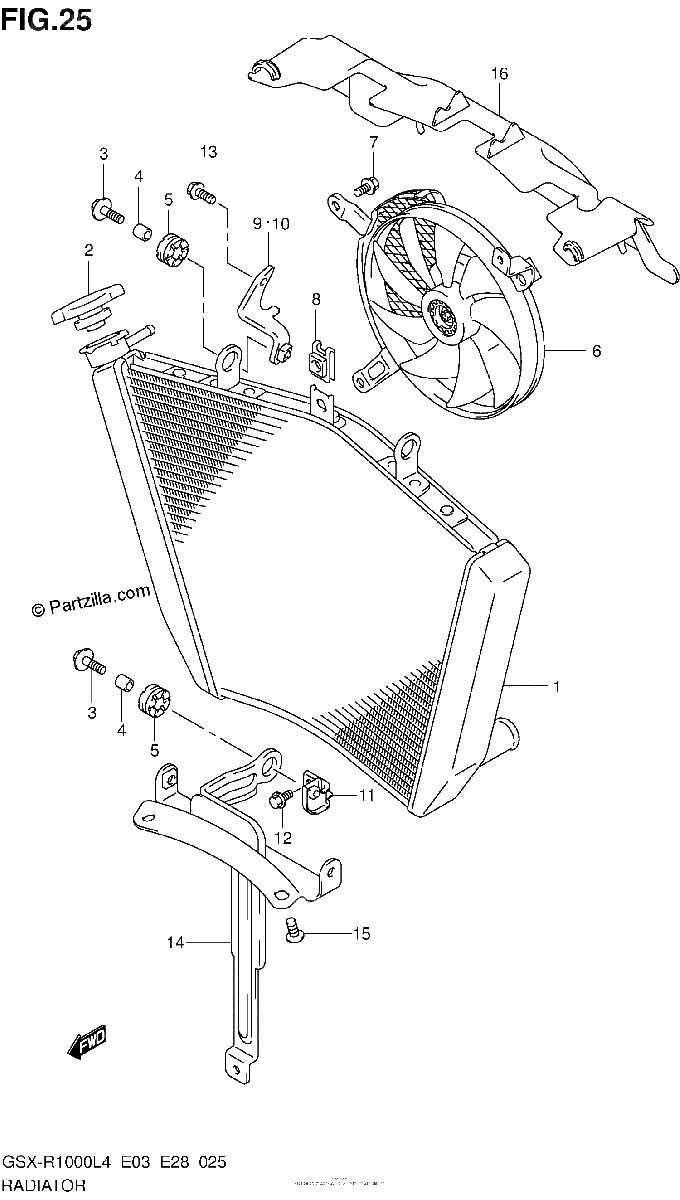 Diagrama de RADIATOR GSX R1000L4 E03