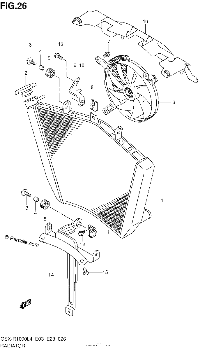 Diagrama de RADIATOR GSX R1000L4 E28