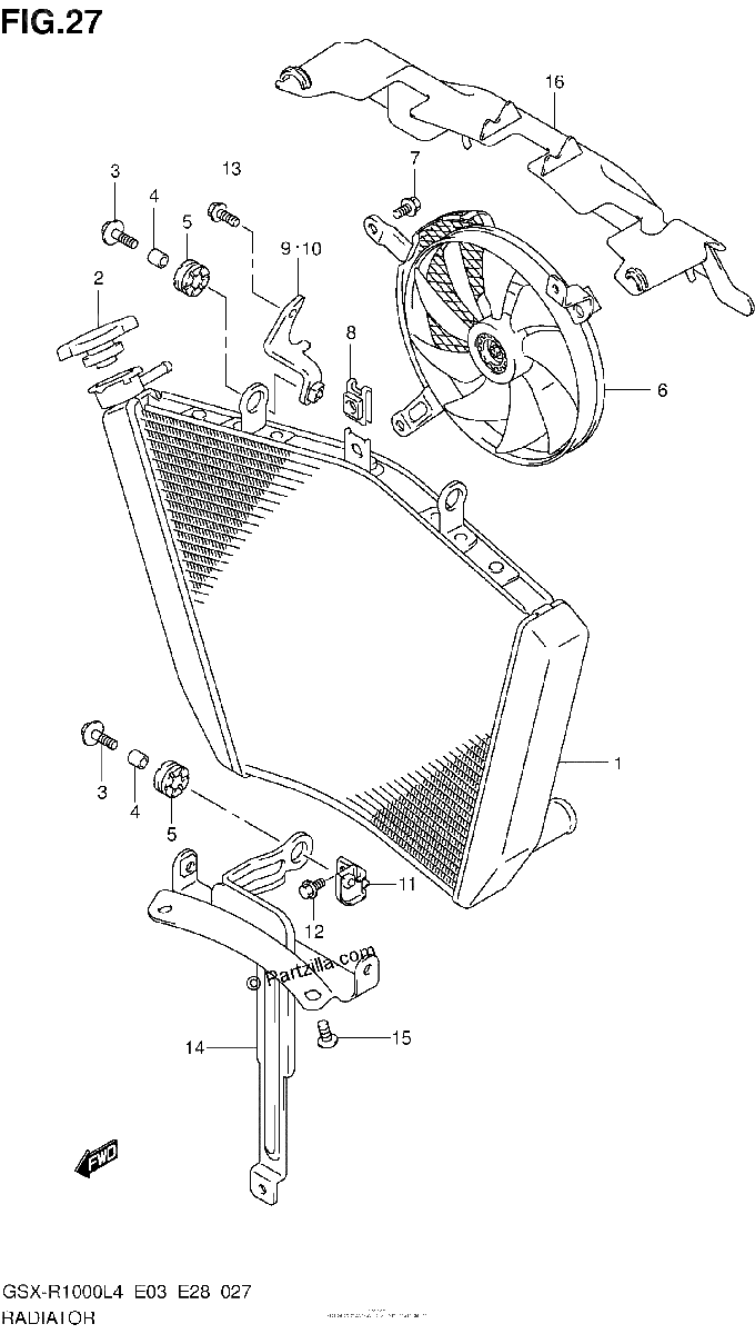 Diagrama de RADIATOR GSX R1000L4 E33