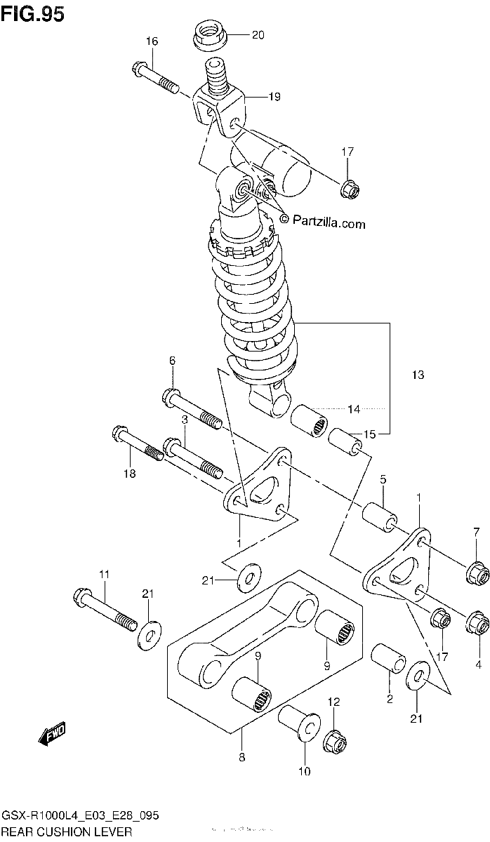Diagrama de REAR CUSHION LEVER GSX R1000L4 E28