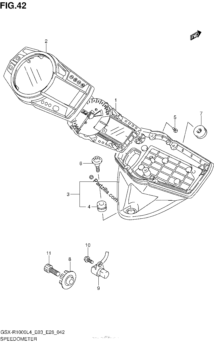 Diagrama de SPEEDOMETER GSX R1000L4 E03