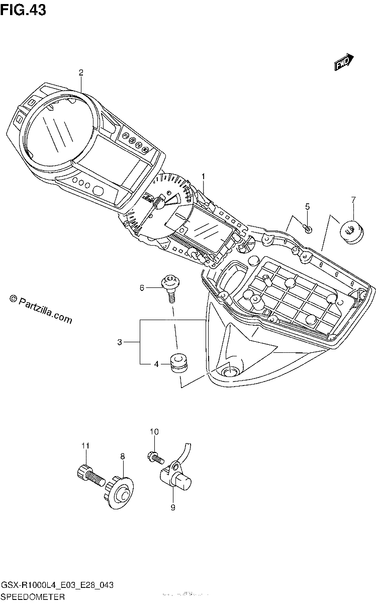 Diagrama de SPEEDOMETER GSX R1000L4 E28