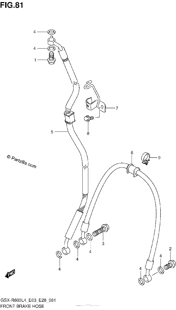 Diagrama de FRONT BRAKE HOSE