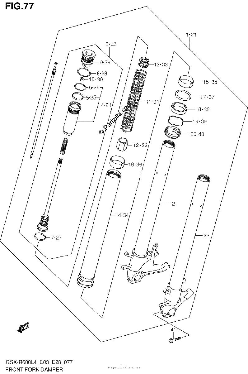 Diagrama de FRONT FORK DAMPER