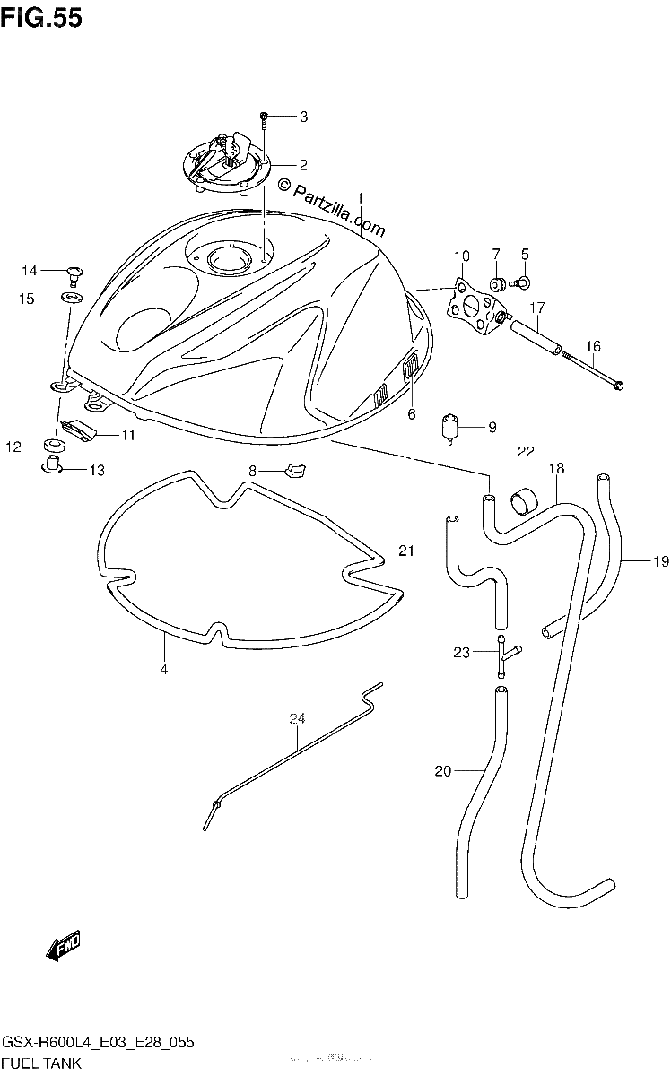 Diagrama de FUEL TANK GSX R600L4 E28