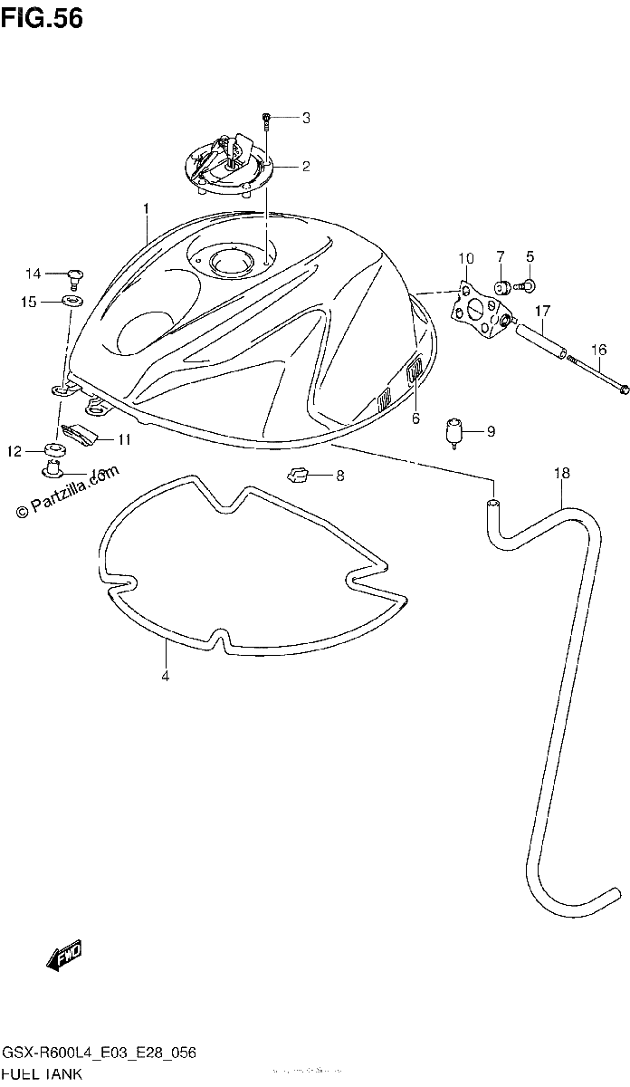 Diagrama de FUEL TANK GSX R600L4 E33