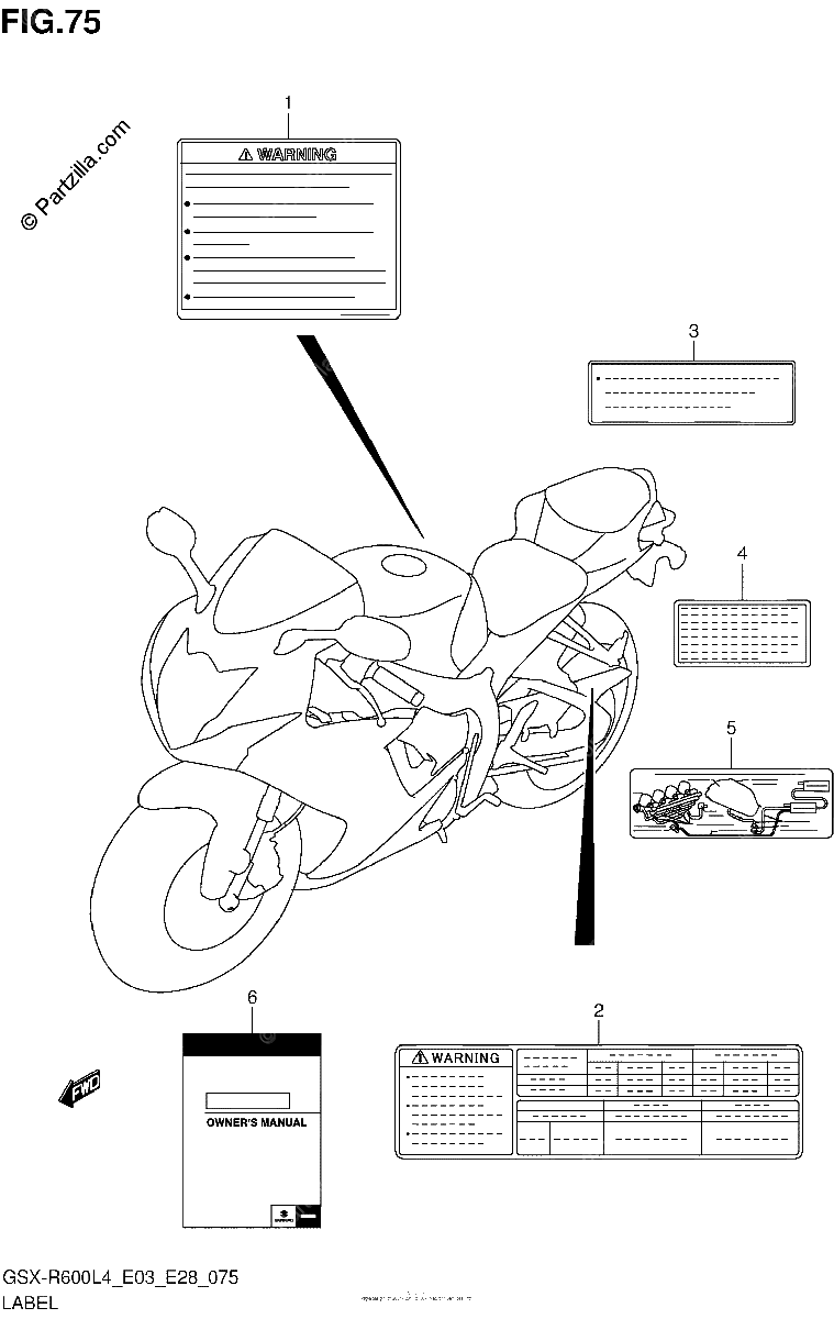 Diagrama de LABEL GSX R600L4 E33