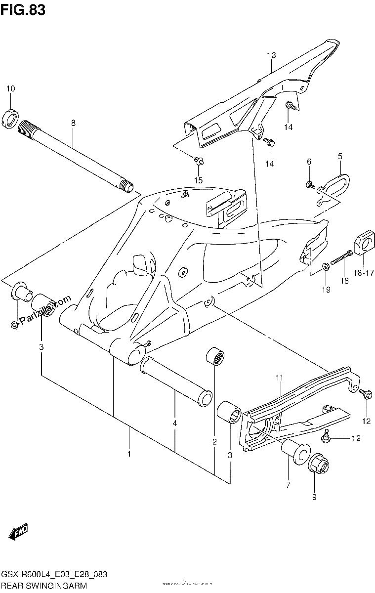 Diagrama de REAR SWINGINGARM