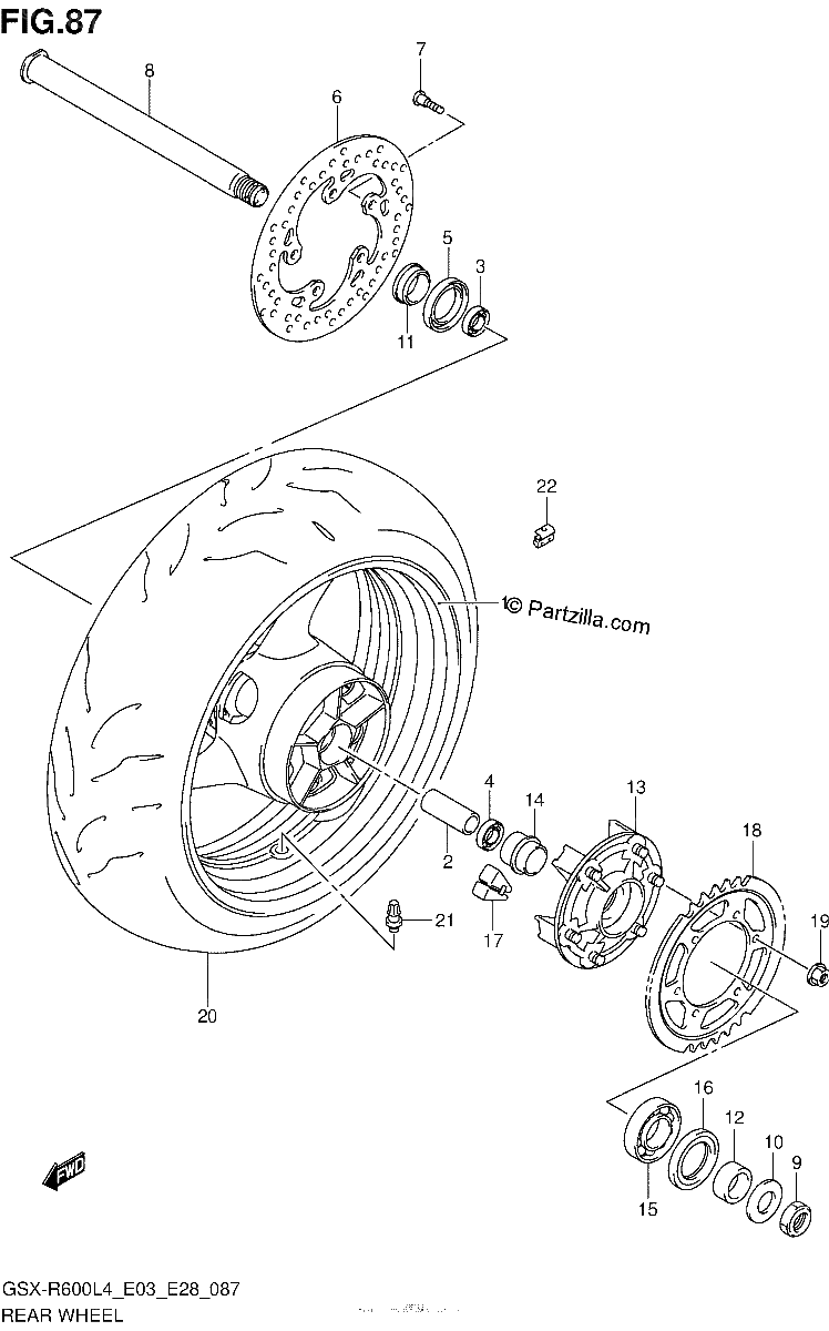 Diagrama de REAR WHEEL