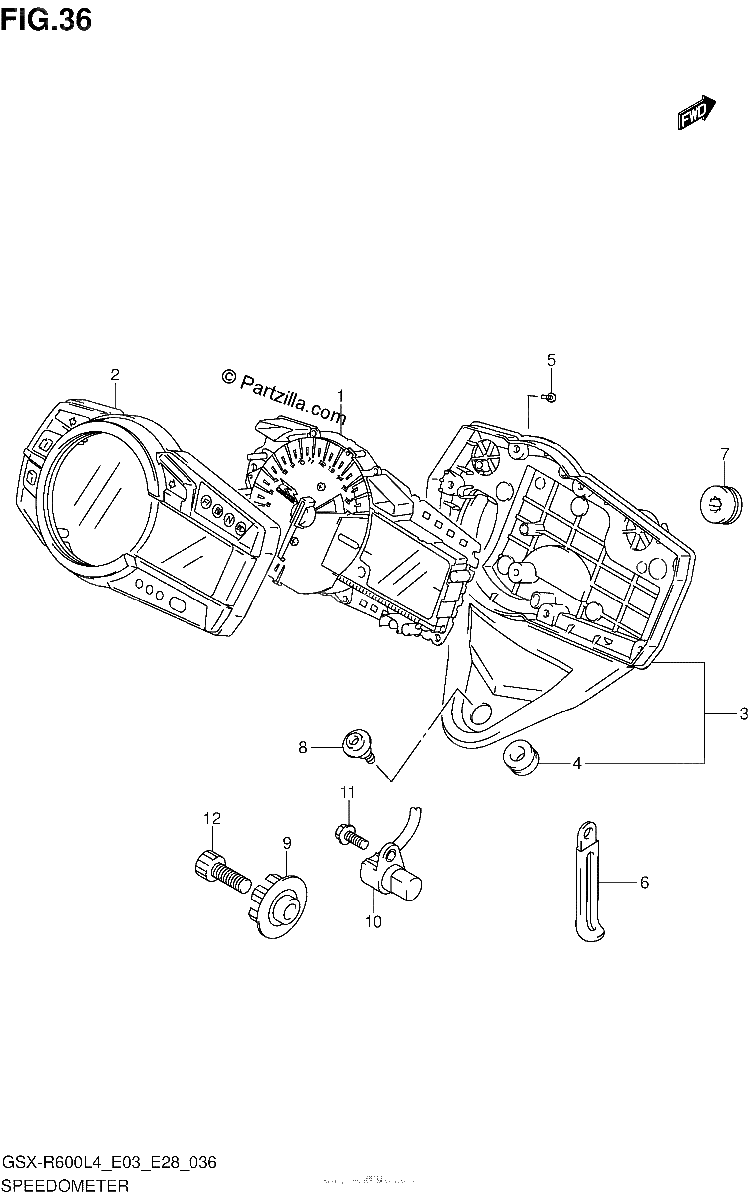 Diagrama de SPEEDOMETER GSX R600L4 E28
