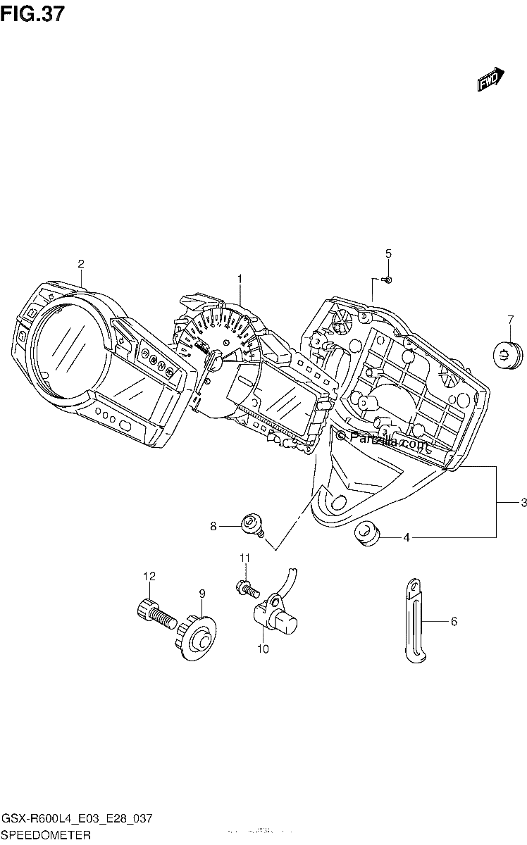 Diagrama de SPEEDOMETER GSX R600L4 E33