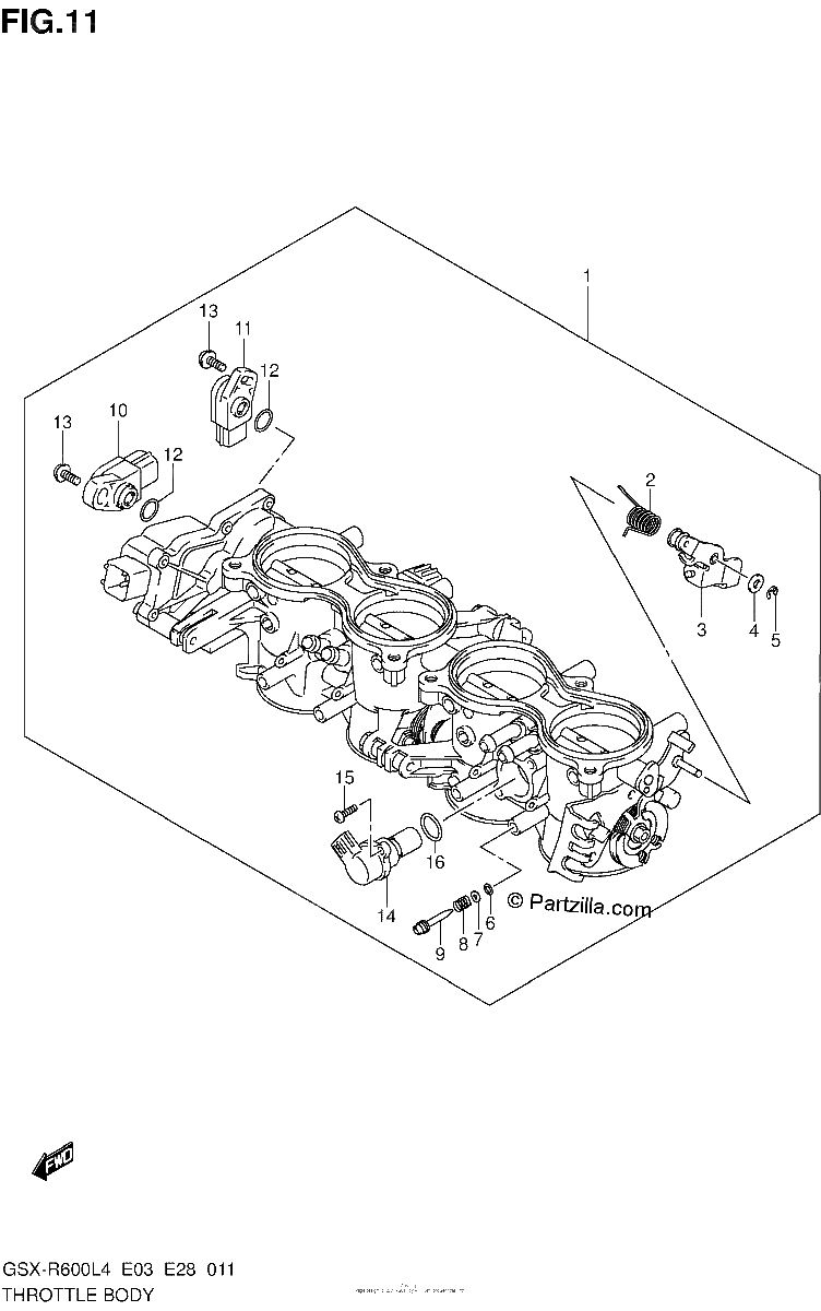 Diagrama de THROTTLE BODY GSX R600L4 E03
