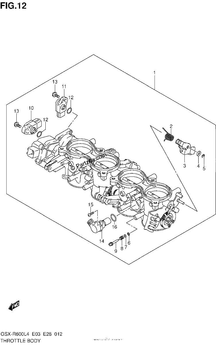 Diagrama de THROTTLE BODY GSX R600L4 E28