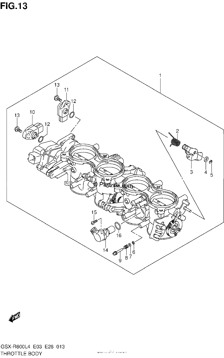 Diagrama de THROTTLE BODY GSX R600L4 E33