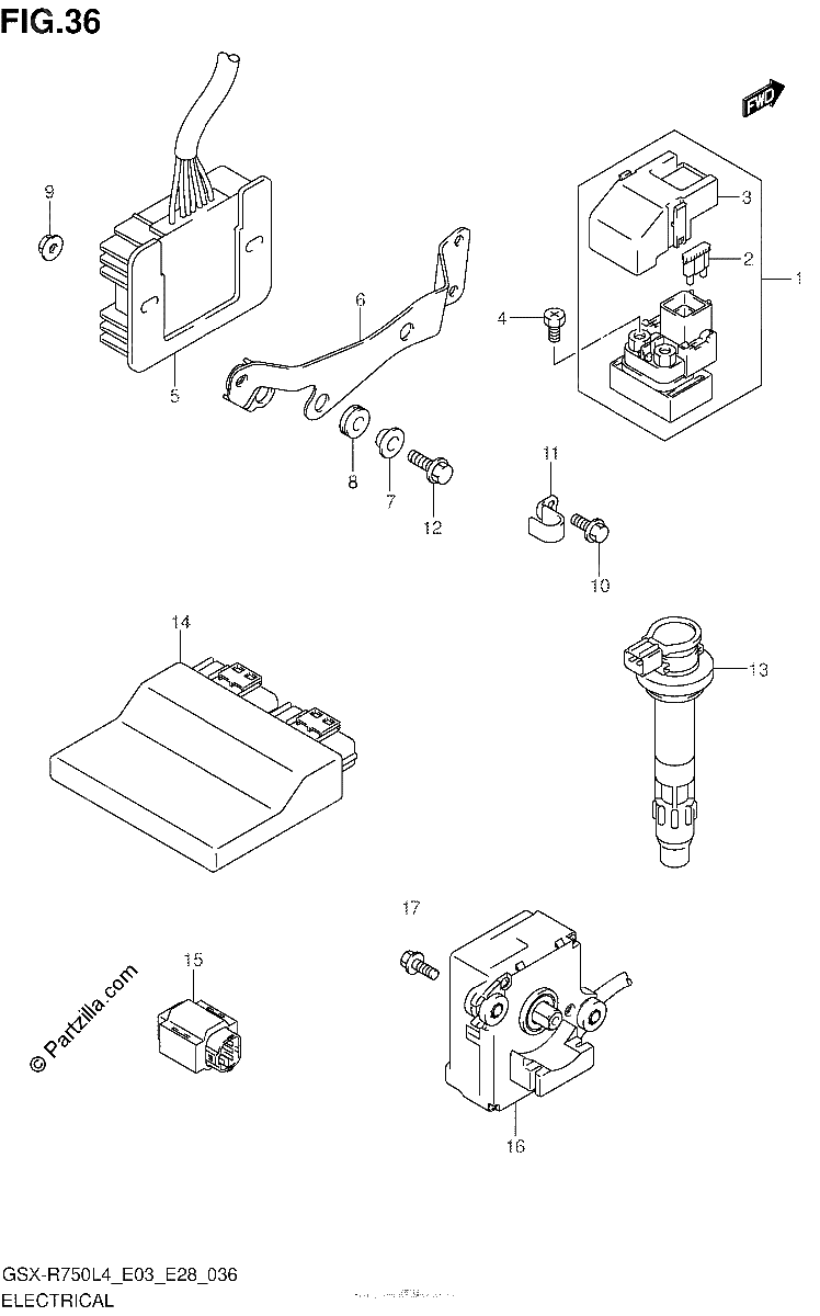 Diagrama de ELECTRICAL GSX R750L4 E28