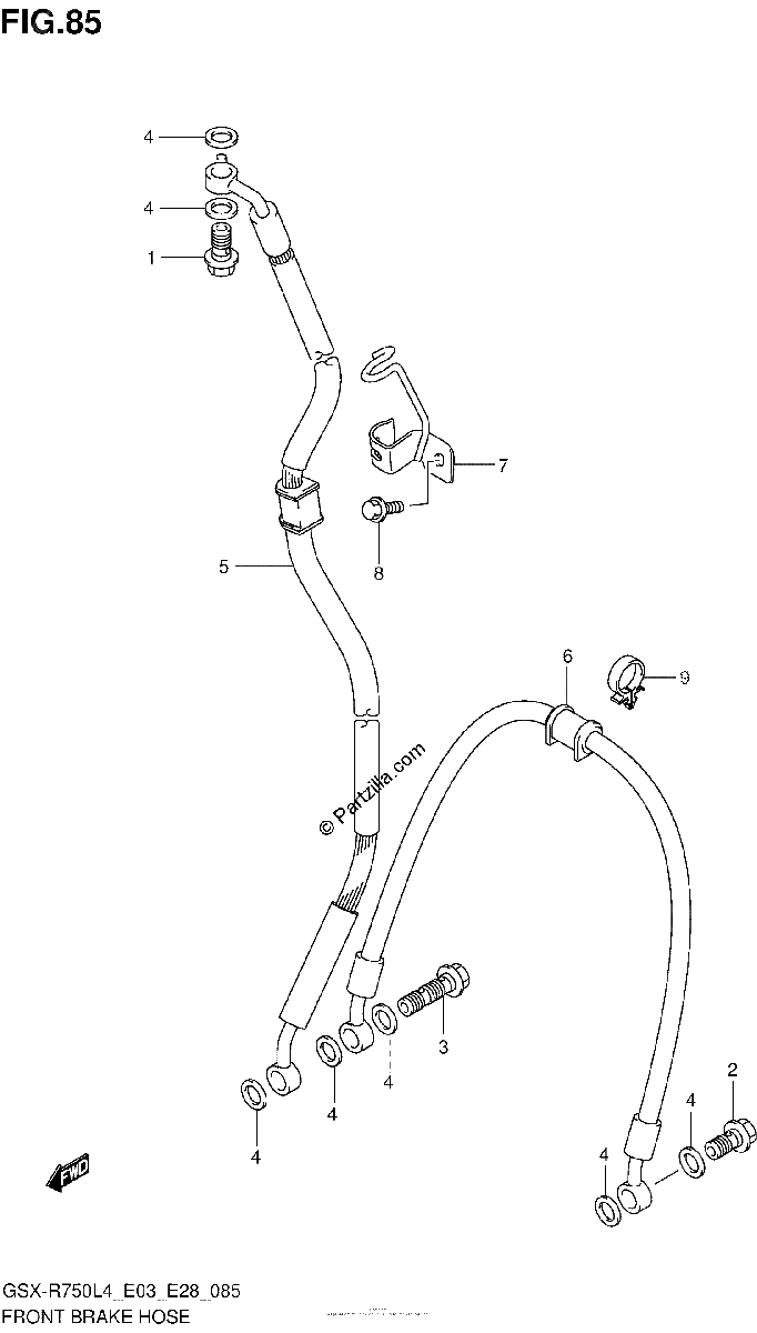 Diagrama de FRONT BRAKE HOSE