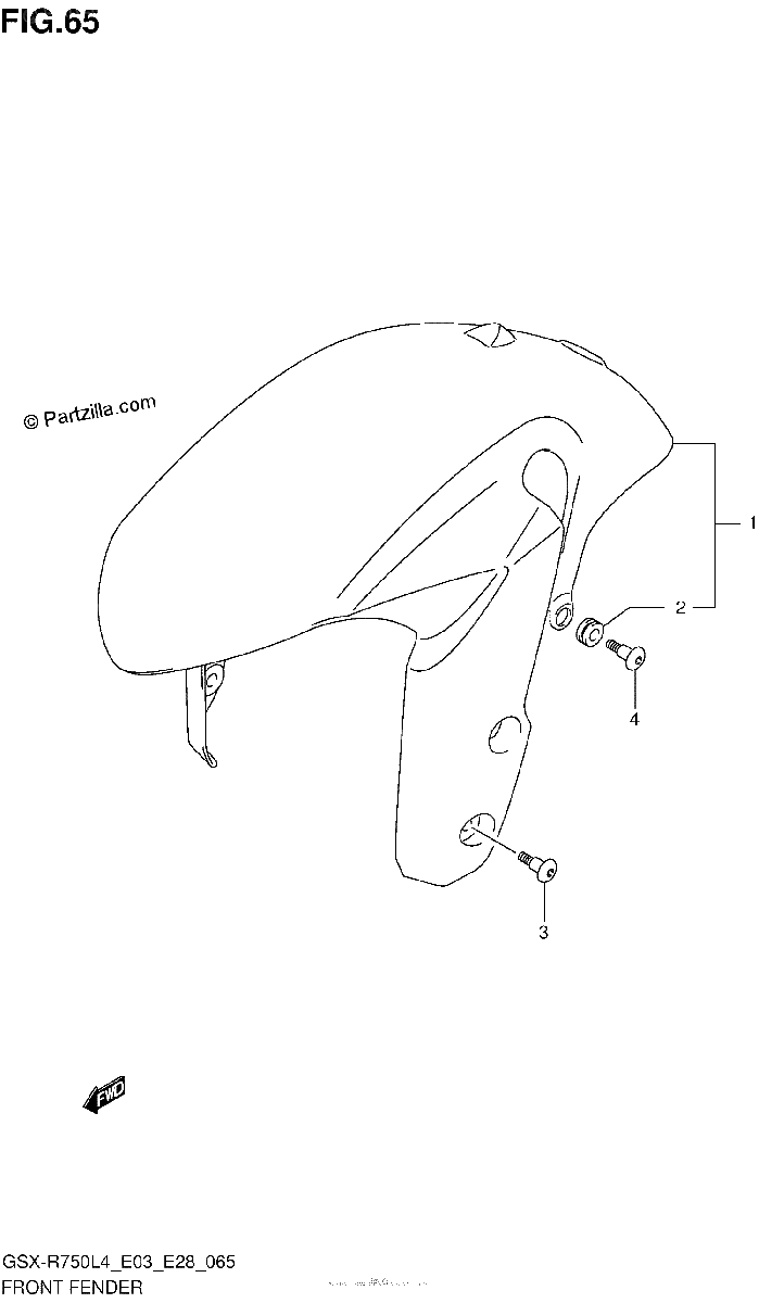 Diagrama de FRONT FENDER GSX R750L4 E33