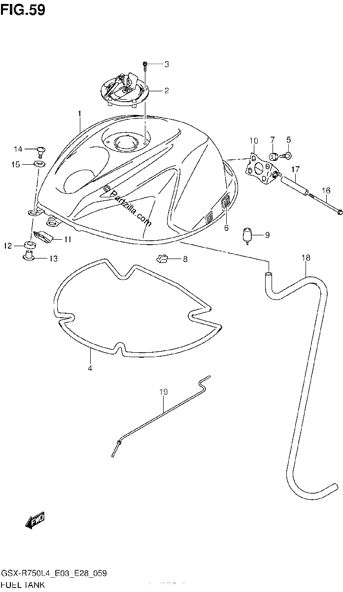 Diagrama de FUEL TANK GSX R750L4 E33