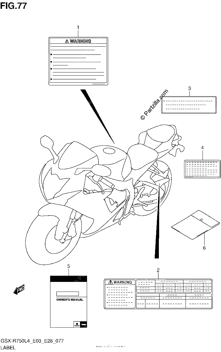 Diagrama de LABEL GSX R750L4 E03