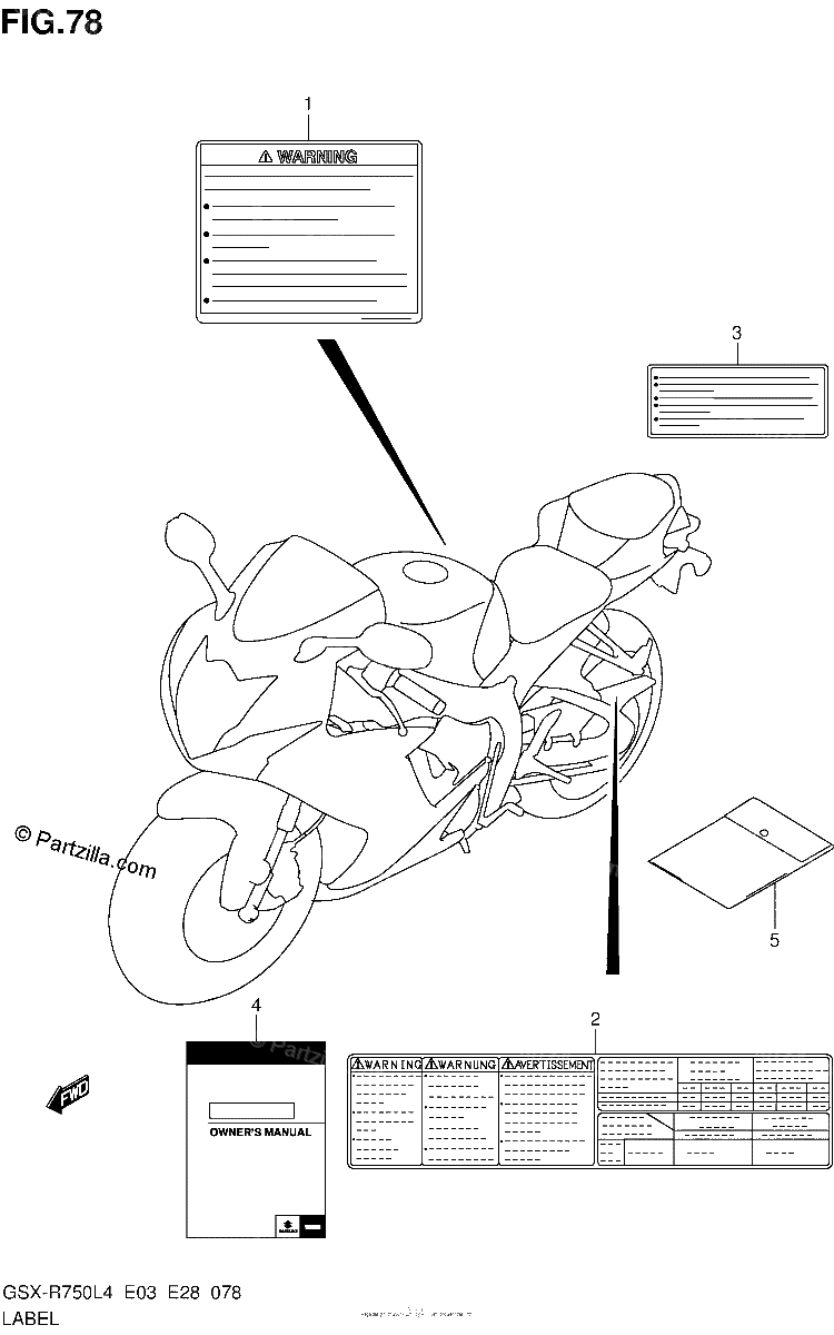 Diagrama de LABEL GSX R750L4 E28