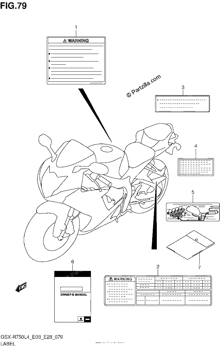 Diagrama de LABEL GSX R750L4 E33