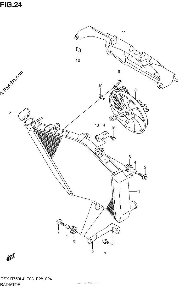 Diagrama de RADIATOR GSX R750L4 E28