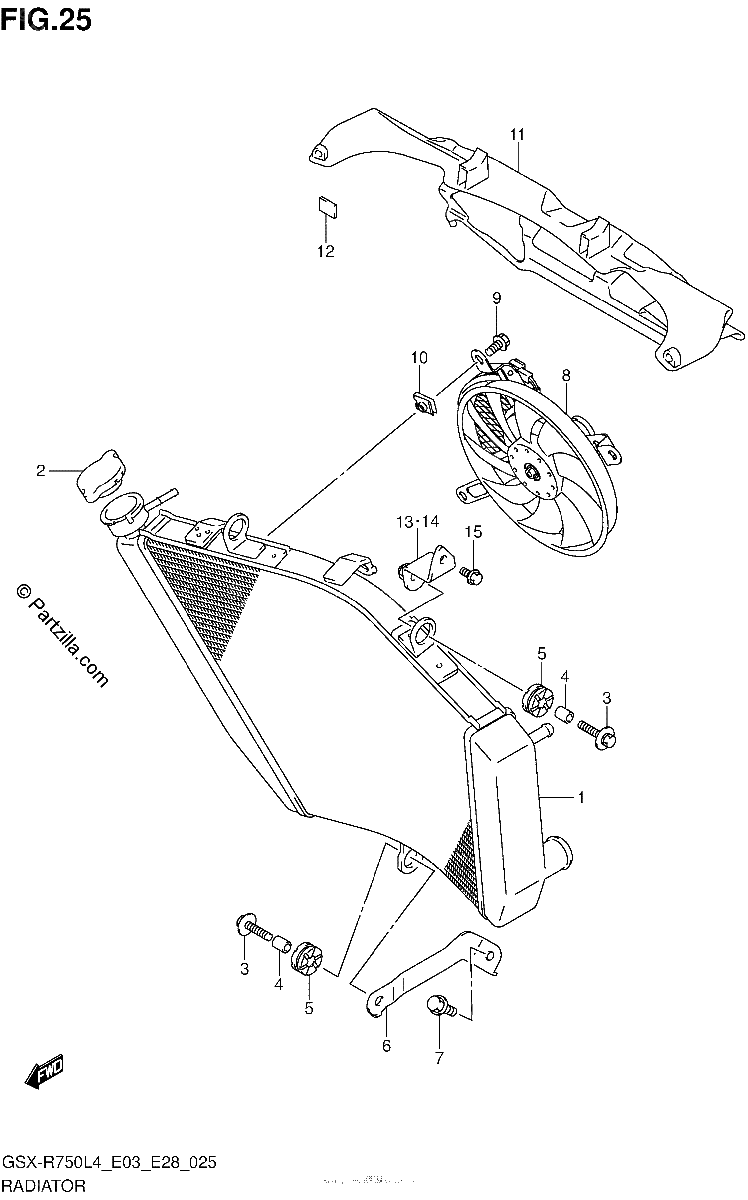 Diagrama de RADIATOR GSX R750L4 E33