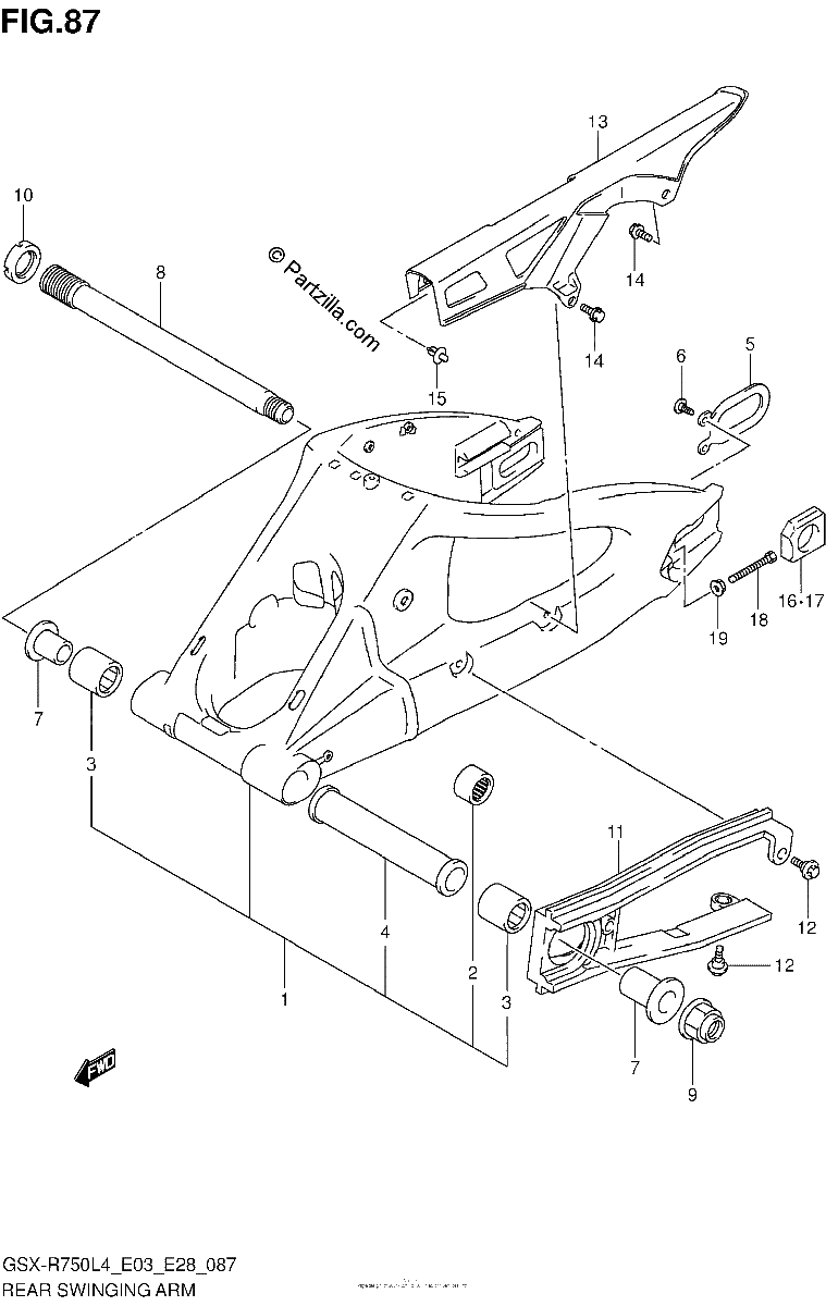 Diagrama de REAR SWINGING ARM