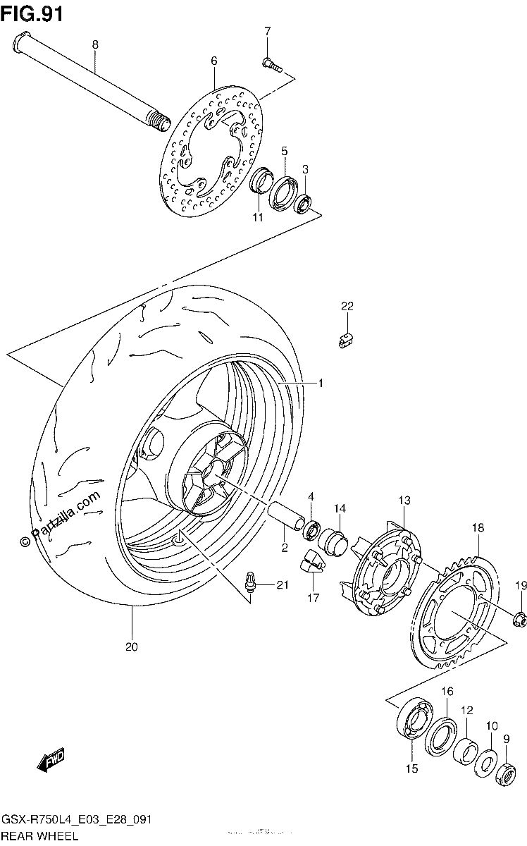 Diagrama de REAR WHEEL