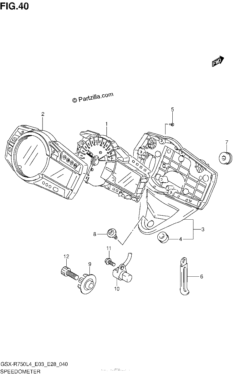Diagrama de SPEEDOMETER GSX R750L4 E33