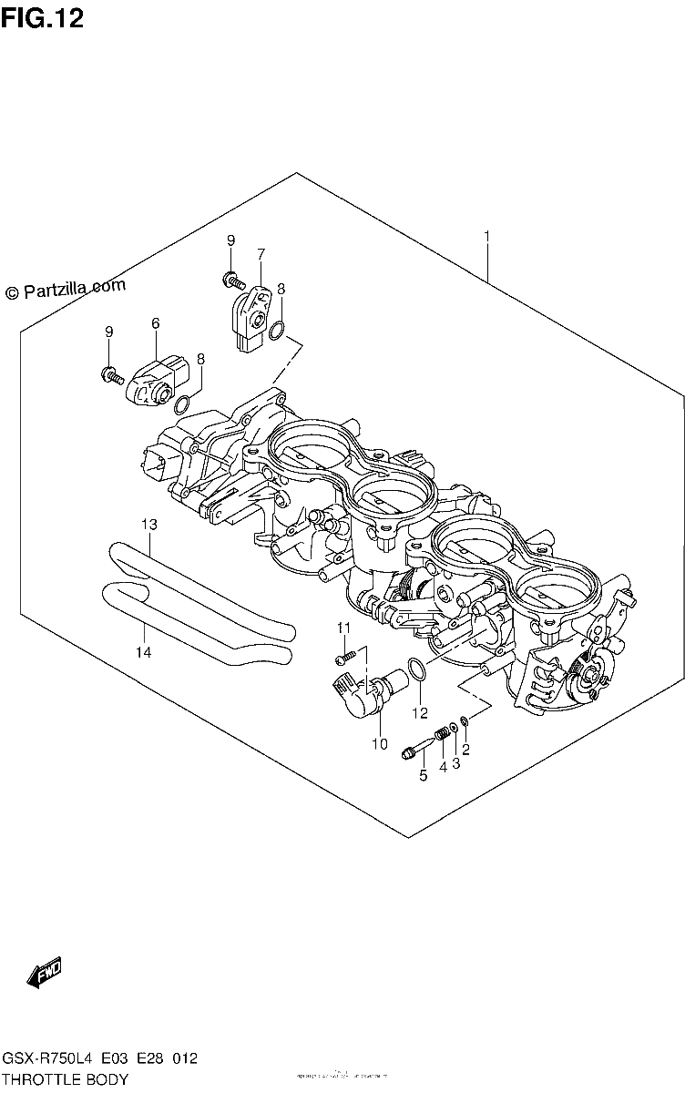 Diagrama de THROTTLE BODY GSX R750L4 E03