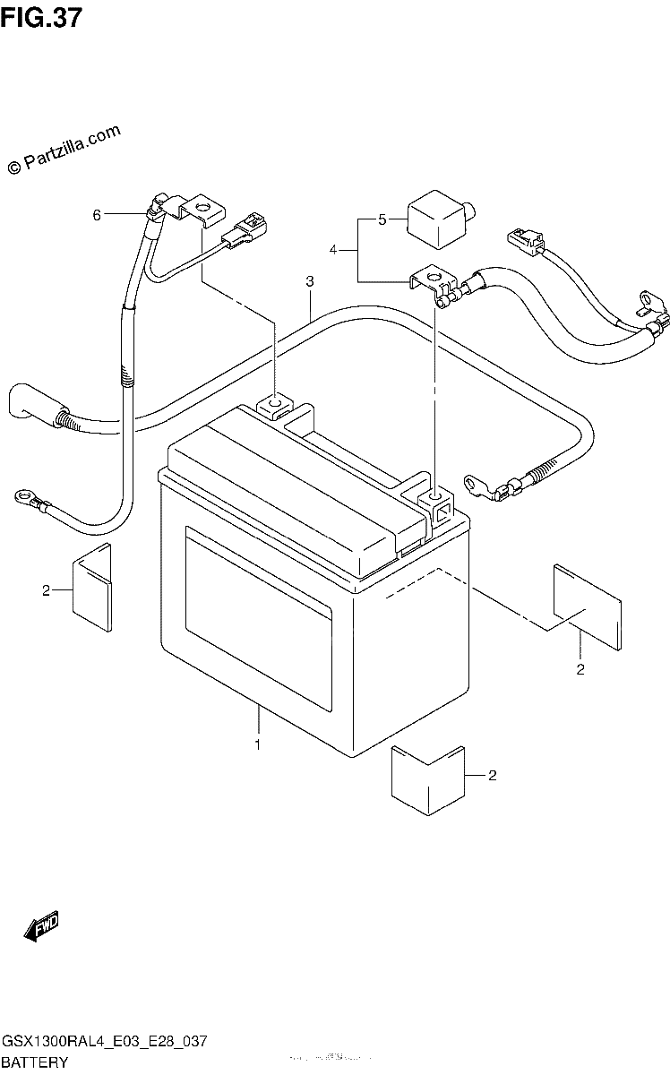 Diagrama de BATTERY GSX1300RAL4 E03