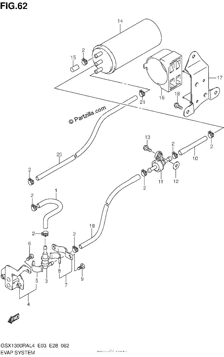 Diagrama de EVAP SYSTEM GSX1300RAL4 E33