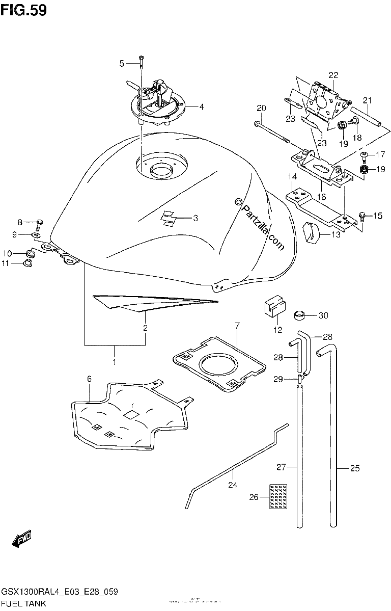 Diagrama de FUEL TANK GSX1300RAL4 E03