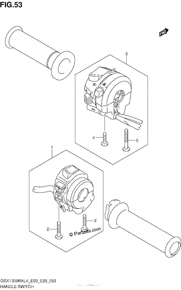 Diagrama de HANDLE SWITCH GSX1300RAL4 E03