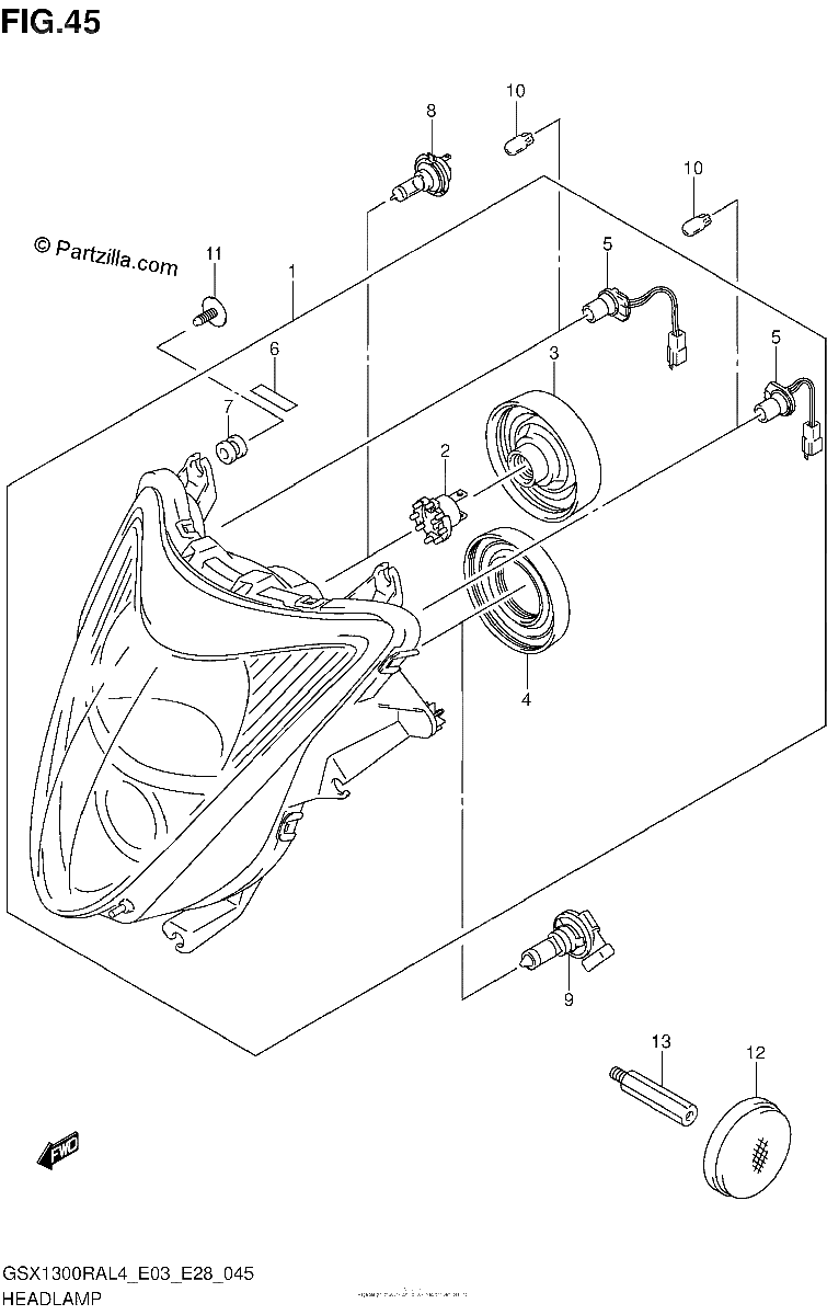Diagrama de HEADLAMP GSX1300RAL4 E33