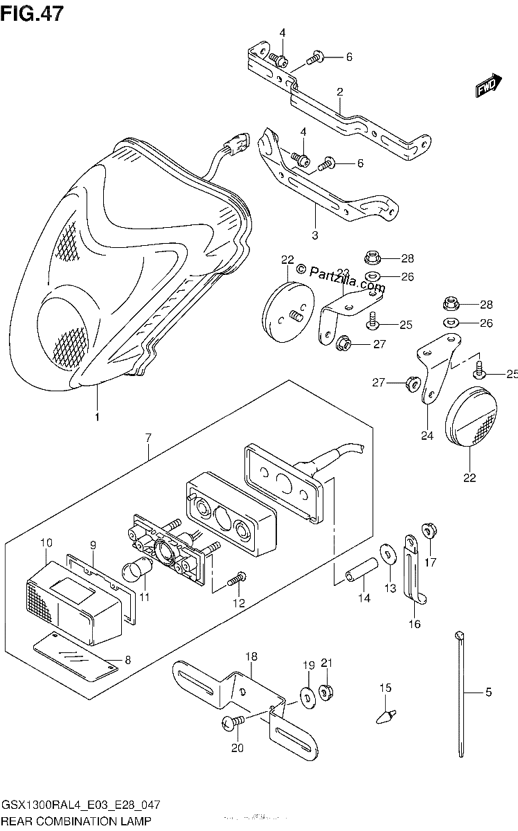 Diagrama de REAR COMBINATION LAMP GSX1300RAL4 E03